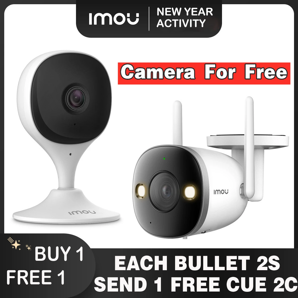 

Dahua Imou Bullet 2S with Free Cue 2C Full Color Night Camera IP Colorful HD Network Security CCTV ONVIF Surveillance Camera