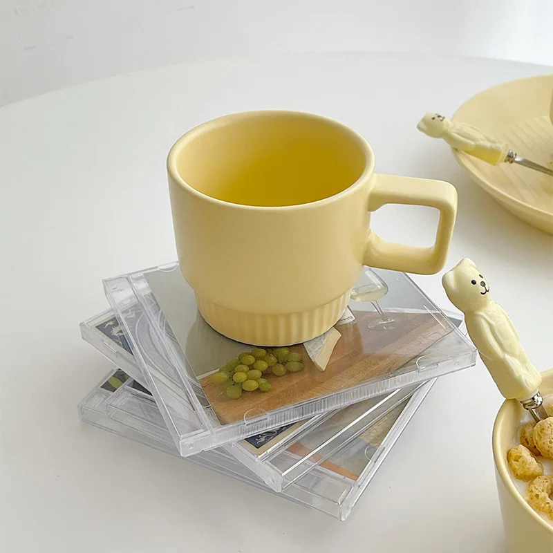 

350ml Creative Nordic Style Matte Coffee Cup with Handle Ceramic Heat Insulation Ceramic Cup Couple Breakfast Oatmeal Milk Cup