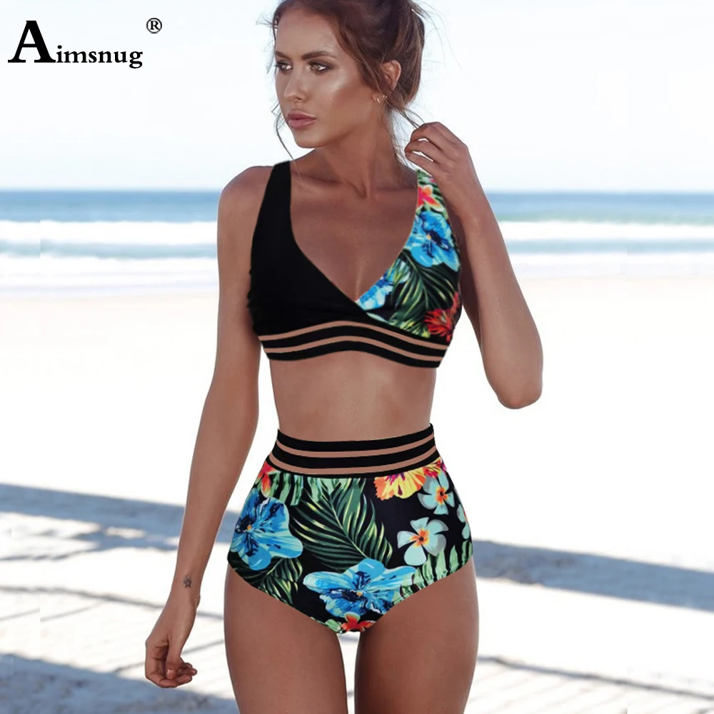 Women Splice Guaze Bikini Sets Sexy Push Up Swimsuits 2022 Summer New Casual Two Pieces Swimwear Bohemian Flower Print Beachwear