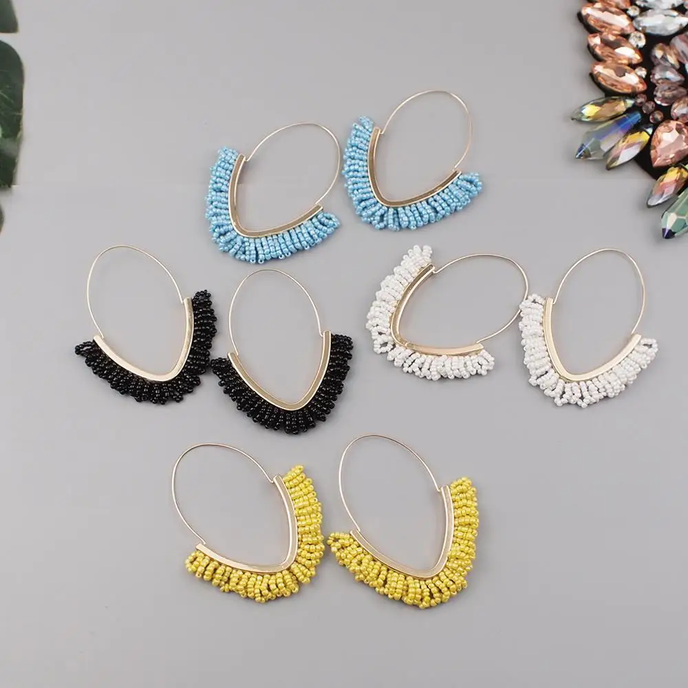 Богемные серьги-кольца MANILAI ручной работы для женщин разноцветные бусы