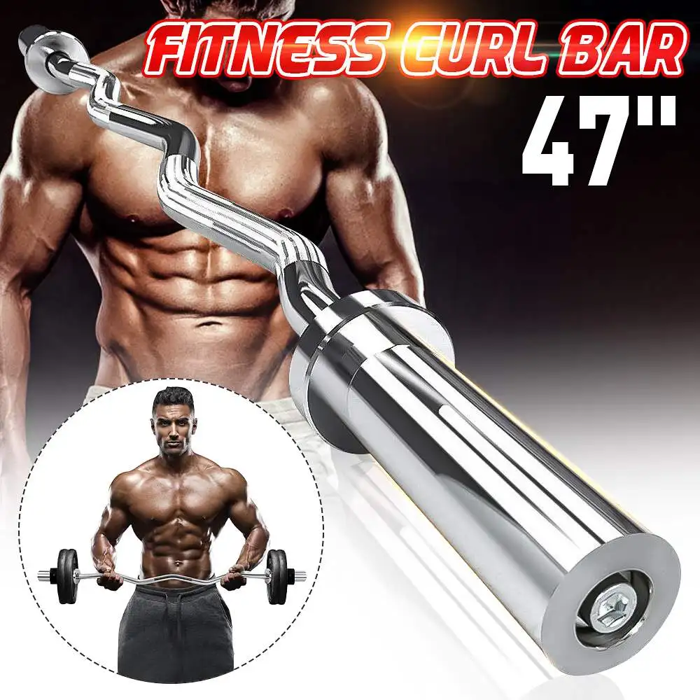 

1.2m Gym Home Fitness Curved barbell Pole Carbon Steel Solid Standard Barbell Rod Weight Lifting Barbell Dumbbell Bar