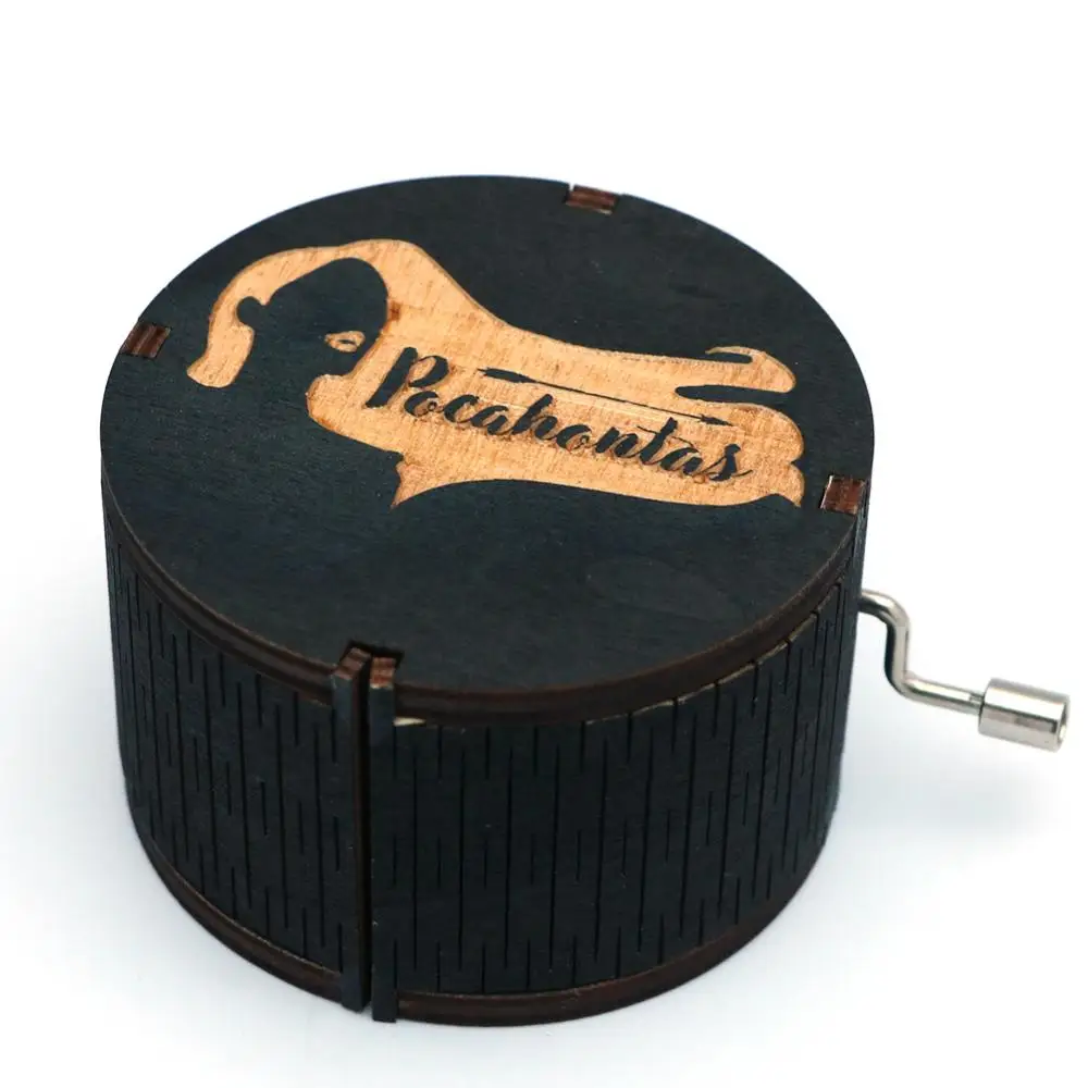 Античная резная Подарочная коробка деревянная цилиндрическая Музыкальная