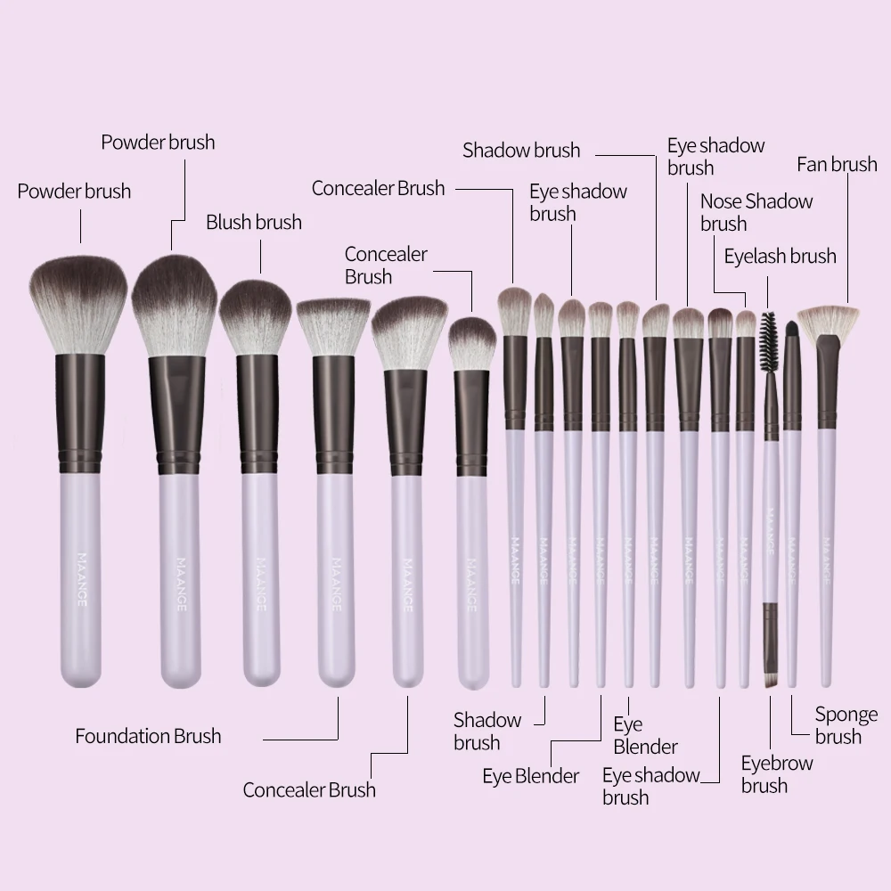 

MAANGE 12/18pcs Professional Makeup Brush Set with Bag Cosmetics Tools Eye Shadow Highlighter Powder Foundation Face Brush