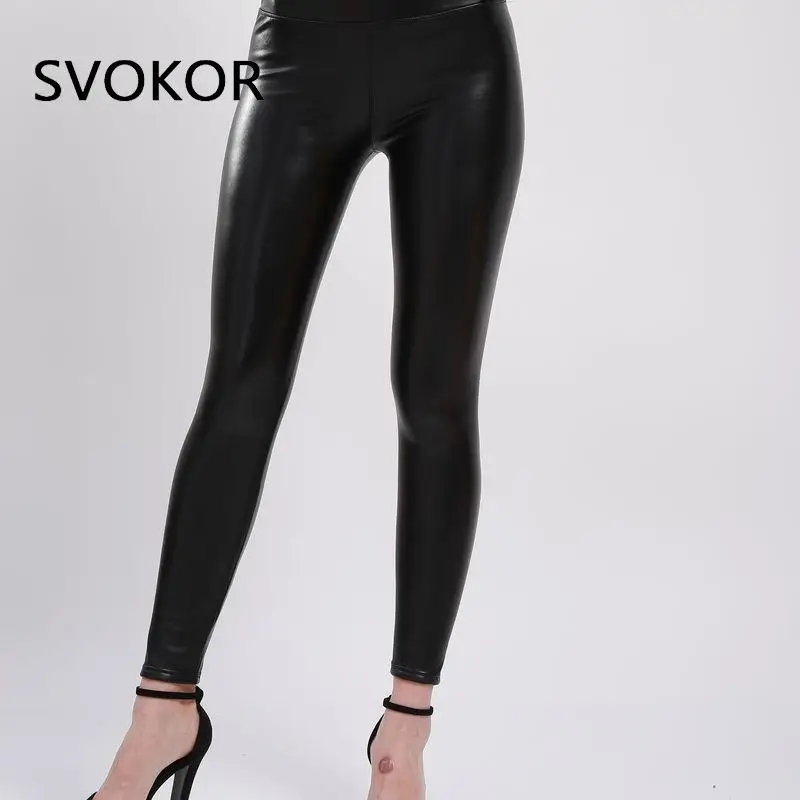 SVOKOR Women Winter Leather Pants High Waist Warm Velvet Slimming Trousers Thick Stretch Pantalon Femme S-2XL | Женская одежда