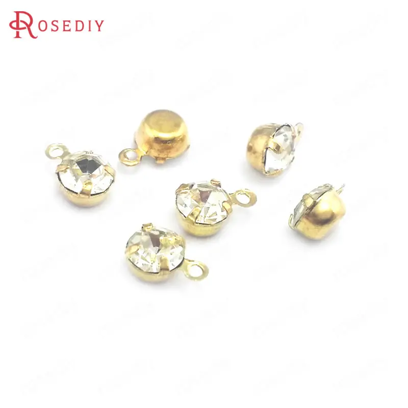 Стразы стеклянные латунные с одним отверстием 4/100/8 мм 5 шт.