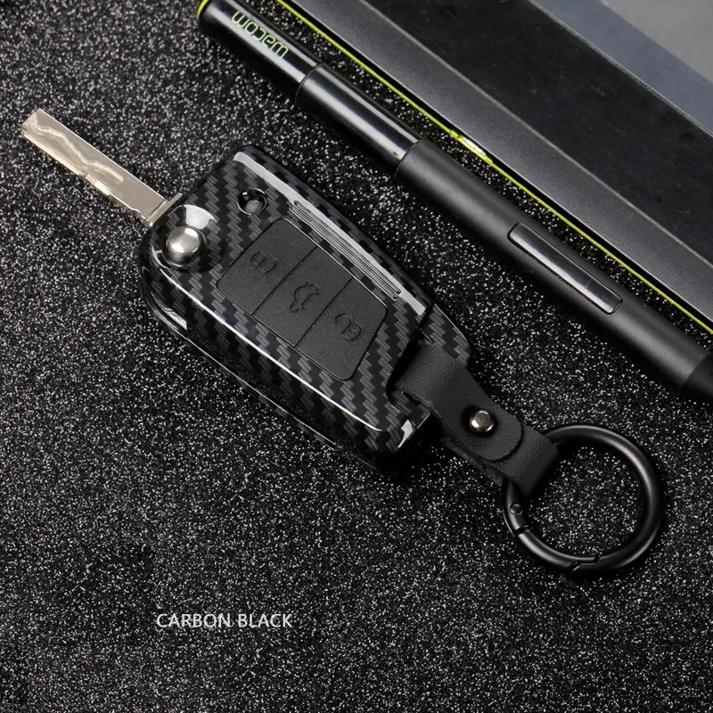 Чехол для ключей из АБС-углеволокна подходит Volkswagen Polo Golf 7 Tiguan Skoda Octavia Kodiaq Karoq SEAT