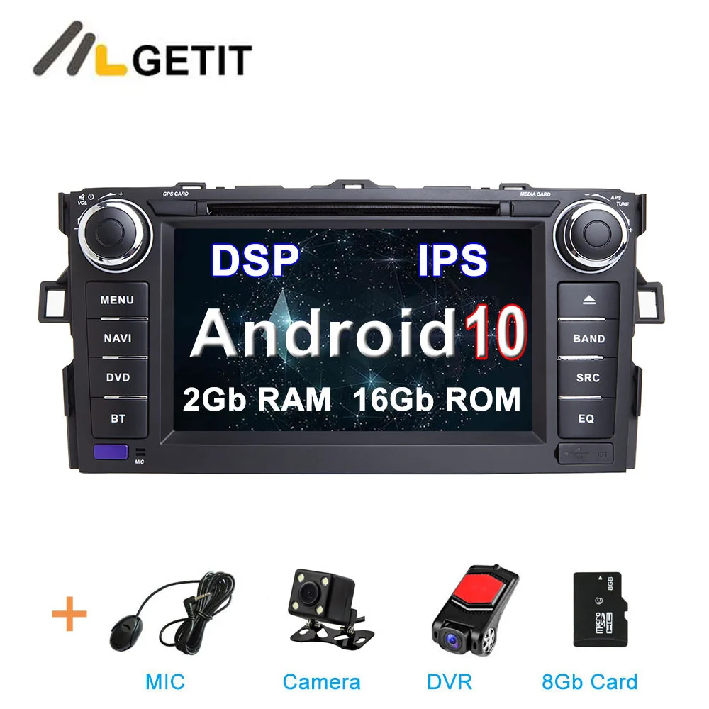 Android 10,0 Автомобильный DVD радио плеер стерео Gps для Toyota Auris(2008-2012) автомобильная навигация - Цвет: 2G CAMERA-DVR-SD DSP
