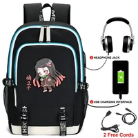kimetsu no yaiba cosplay backpack usb rechargeable school backpack hashibira inosuke kamado tanjirou nezuko bag demon slaver