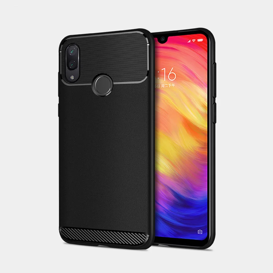 Для Xiaomi Redmi Note 7 Pro Чехол из углеродного волокна противоударные мягкие ТПУ чехлы