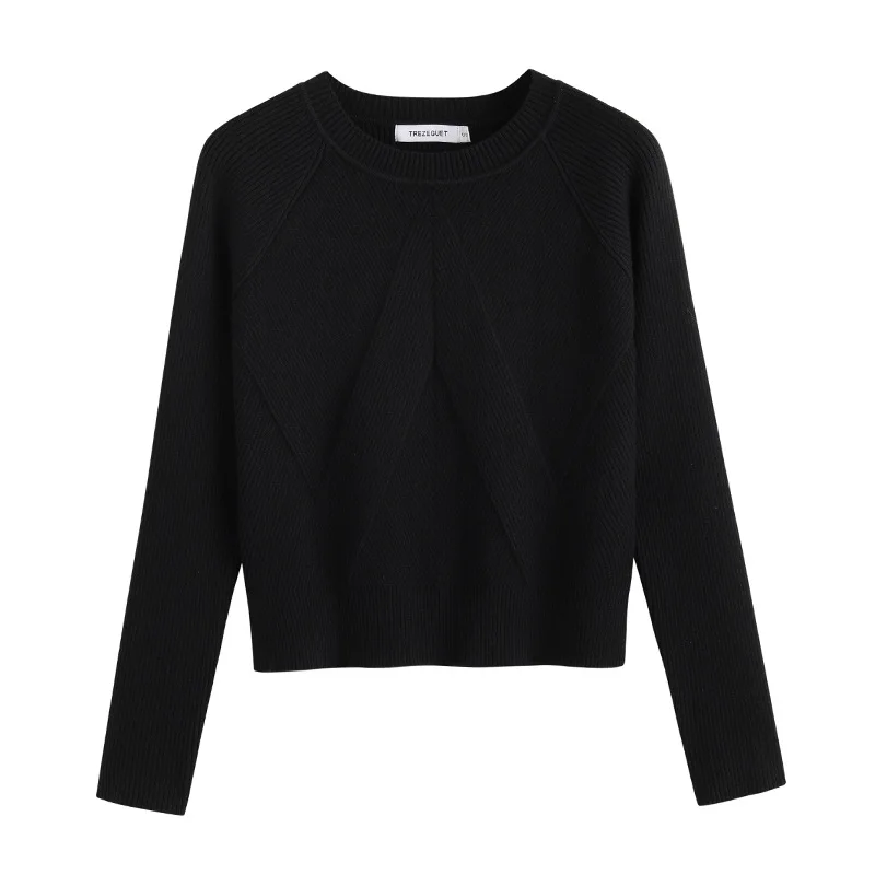 

Fannic 2020 Winter Women Casual Round-Neck Knitted Pullover Solid Color Khaki Black Long-Sleeved Sweater