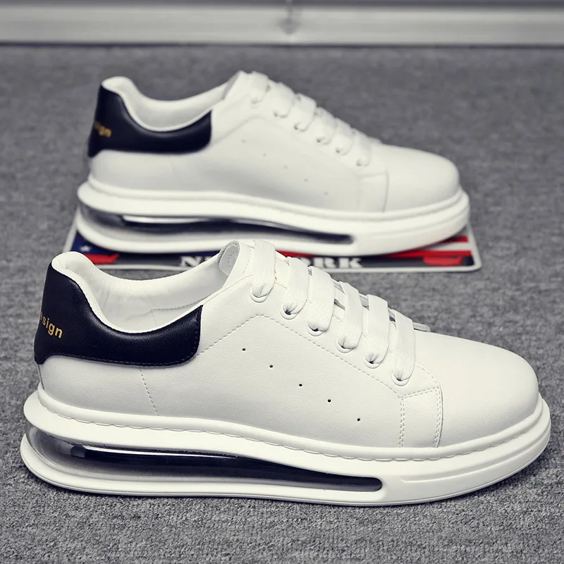 

Кроссовки мужские из натуральной кожи, повседневная обувь на толстой подошве, белые, для скейтборда, осень 2021ss