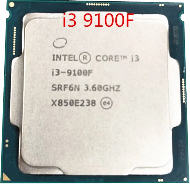 Intel Core i3-9100F процессор CPU i3 9100F 4 ядра 4 нити 3,6 ГГц 6 Мб разъем LGA1151