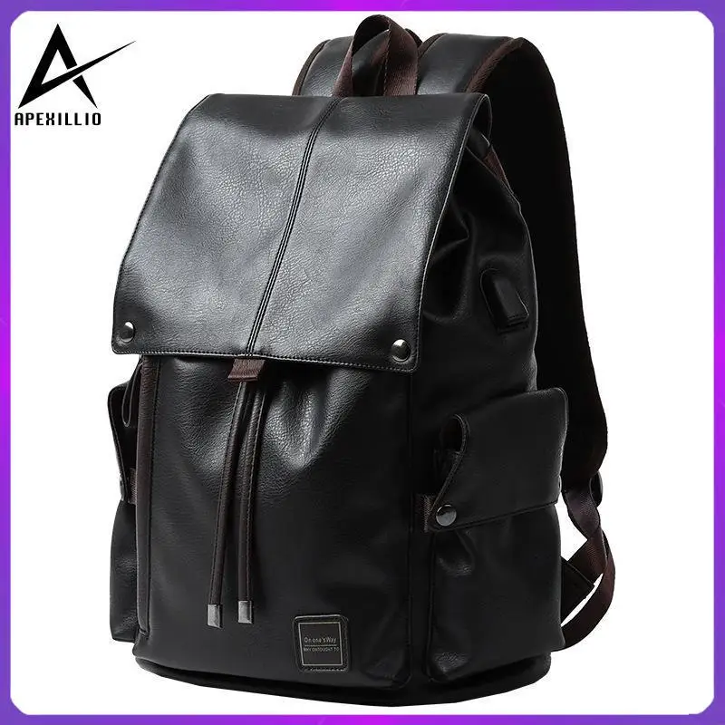

Leather backpack men's bag Korean fashion backpack business men's computer college student schoolbag