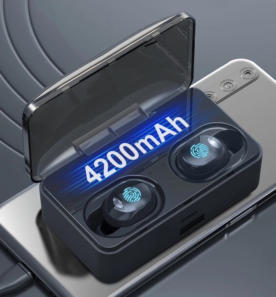 TWS наушники с поддержкой Bluetooth 5 1 и зарядным футляром на 4200 мА · ч|Наушники