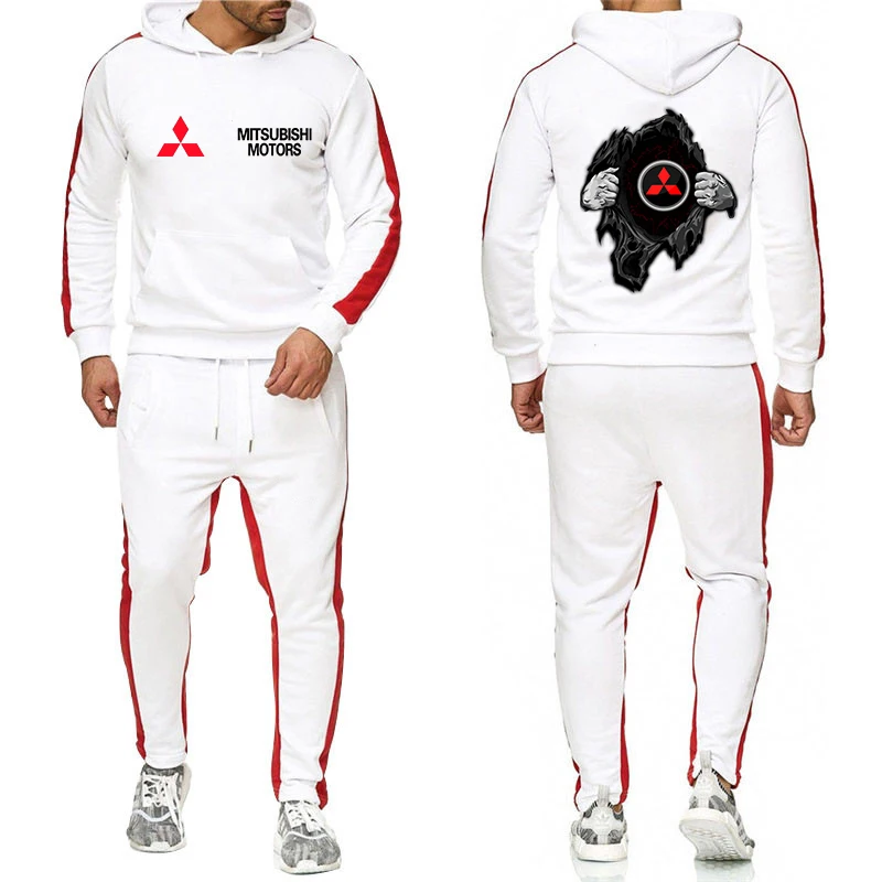 

Spring Mitsubishi Hoodies Car Logo MenPunk Casual Sweatpants Male Cotton Trousers Sport Customize Sweatshirts Suit clothes
