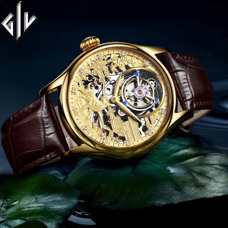 GIV Real Tourbillon механические ручные ветрозащитные часы для мужчин Топ бренд класса