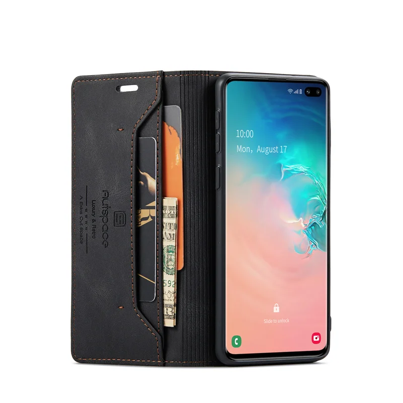 Чехол для Samsung Galaxy S10 Plus прочный магнитный матовый мягкий кожаный чехол телефона