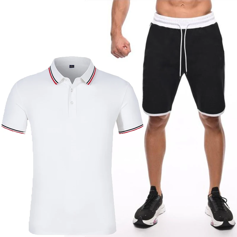 

2021 new men's POLO shirt + shorts suit summer breathable casual T-shirt running suit fashion Harajuku men's sports suit