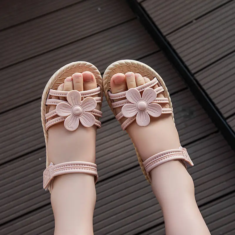 Girls Sandals 2020 Summer New Beach Children Shoe for Little Girl Cute Flower Soft Bottom Fashion Big Kids Princess Shoes | Детская