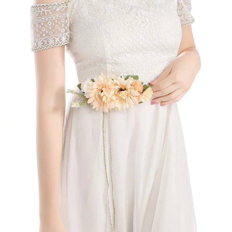 

Bohemian Simulation Flower Belt for Dress Woven Waist Rope Floral Seaside Beach Holiday Head Flower Decorative Adult Lady Belts