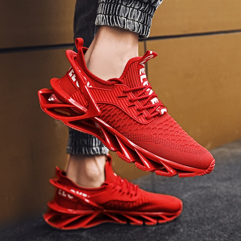 

Air Mesh Autumn Summer Outdoor Men red Running Trainers Men Jogging Walking Sports Shoes Lace-up Athietic Breath Blade Sneakers