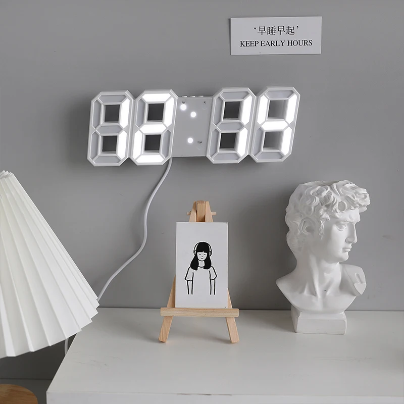 Большие настенные часы 3D винтажные светодиодные цифровые электронные на стену с