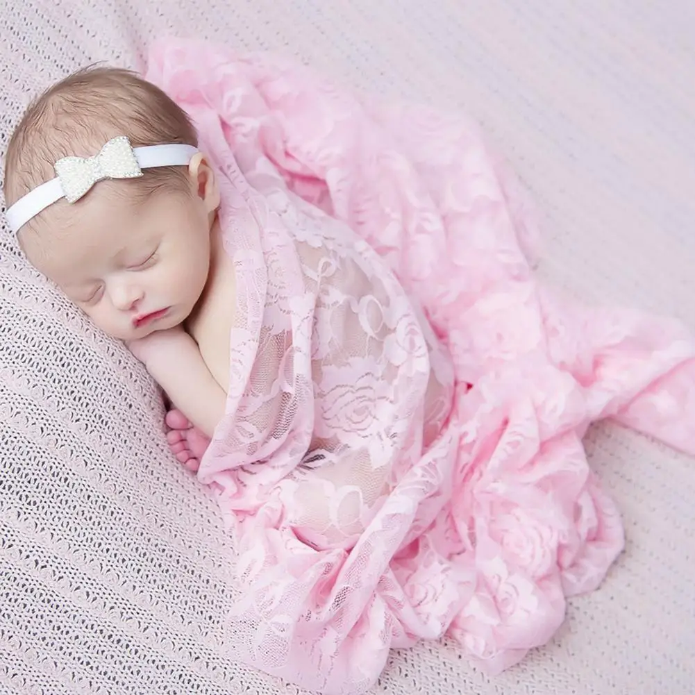 

3 шт./компл. пеленка для новорожденных, одеяло с цветочным рисунком, пеленка с искусственным жемчугом, повязки на голову, декор для новорожде...