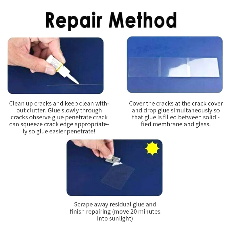 

AOZBZ New Car Automotive Glass Repair Fluid Kit Window Glass Crack Chip Repair Tool