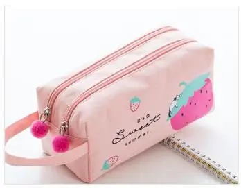 Style 01 Корейский школьный пенал для девочек и мальчиков карандаш Kawaii коробка для фруктов большой мешок для патронов большой 2 молнии Пенал Канцтовары милый - Цвет: Style 01