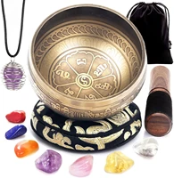 tibetan singing bowl set 7 chakra crystal stones pendant for meditation mindfulness yoga spiritual healing energy cleansing