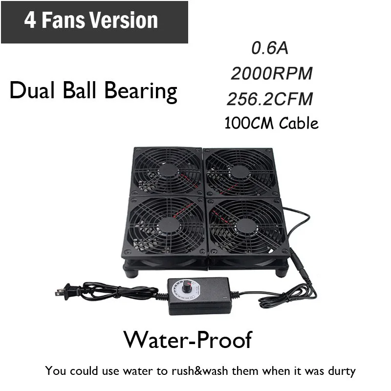4 Fans Water Proof Gdstime 120 мм GT/DIY ТВ коробка маршрутизатор вентилятор 110 в 120 в 220 в 240 В Регулируемая скорость охлаждающий вентилятор 240 мм 240 мм x 240 мм - Цвет лезвия: 4 Fans Water Proof