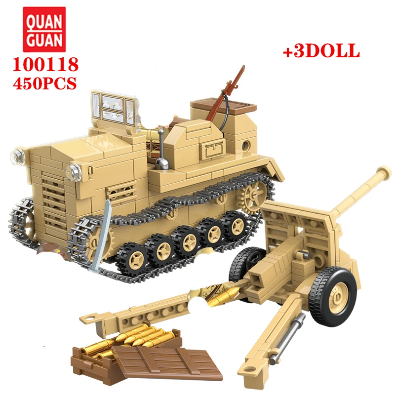 450 шт. Детский конструктор тягач и полевой пистолет|Блочные конструкторы| |