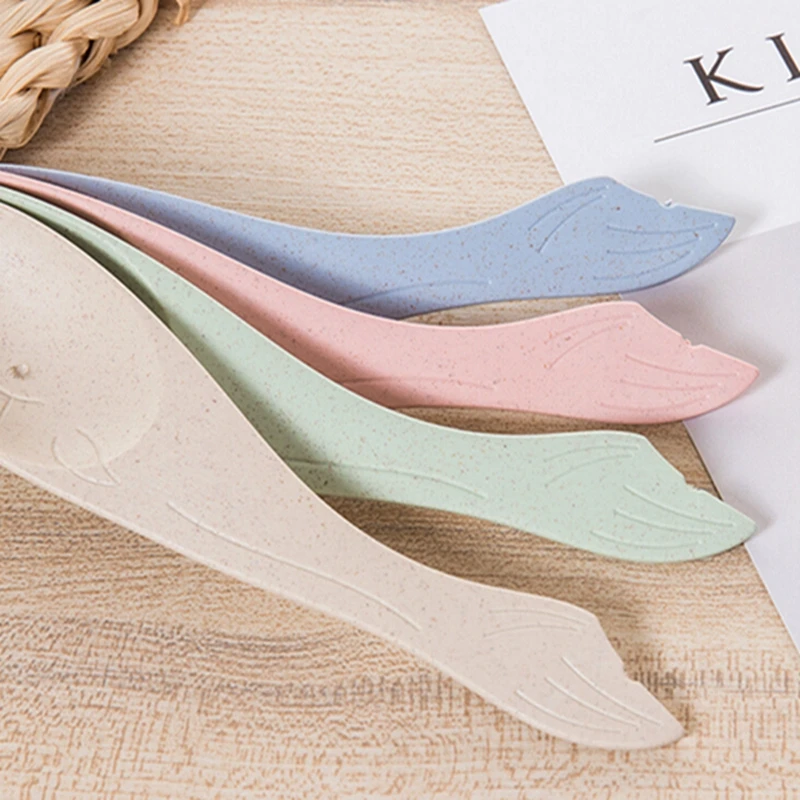 Детская ложка из пшеничной соломы 4 шт./компл. разноцветные безопасные шумовка