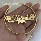Серьги-кольца AurolaCo 30-100 мм с именем на заказ, серьги из нержавеющей стали с именем на заказ, большие серьги-кольца с именем на заказ для женщин, подарки