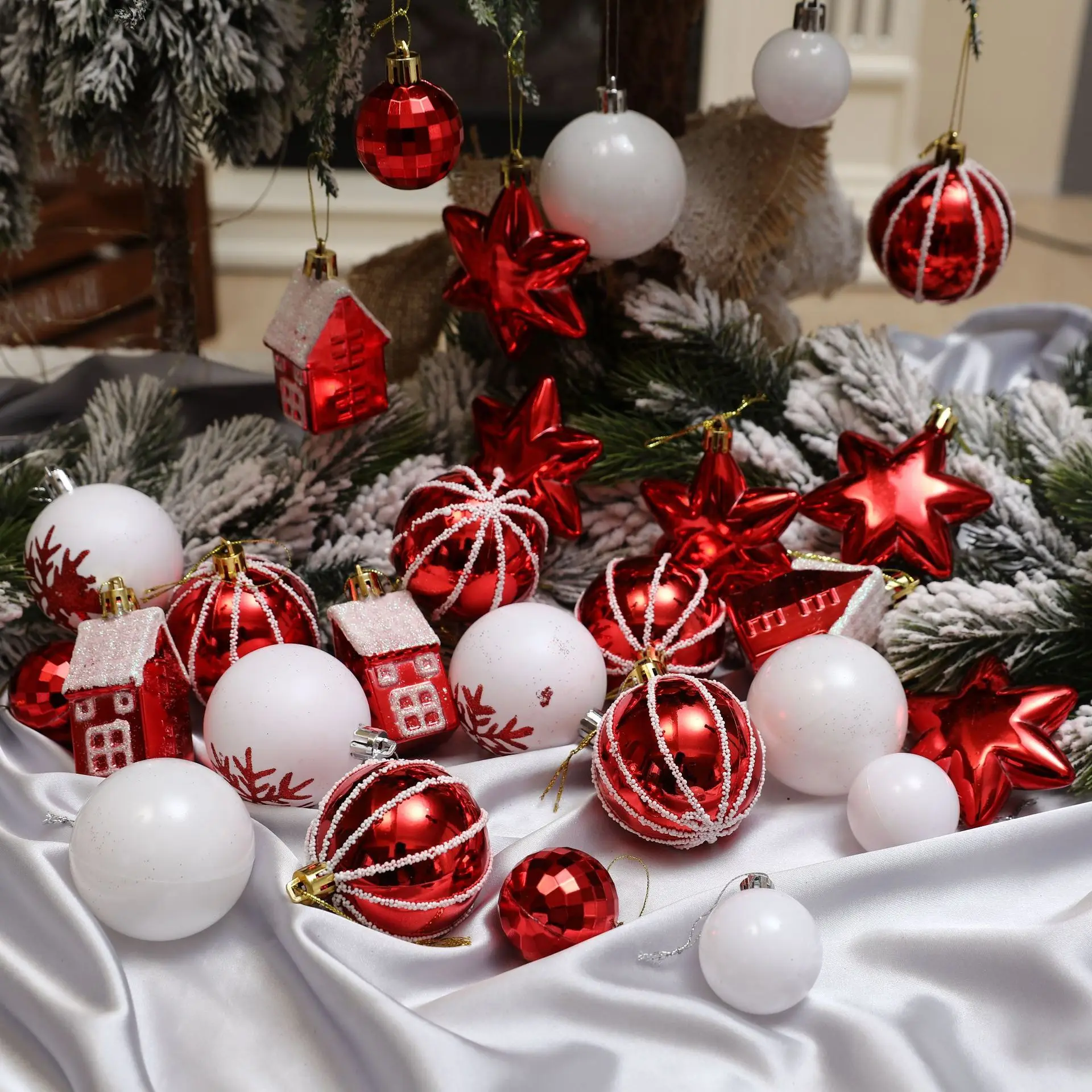 

Новинка, украшения для рождественской елки, искусственная Снежинка, маленькая звезда с пятиконечной звездой, Набор рождественских украшен...