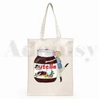 Милые сумки для покупок с рисунком хлеба и Нутеллы Kawaii эстетический графический принт модная повседневная сумка для девочек