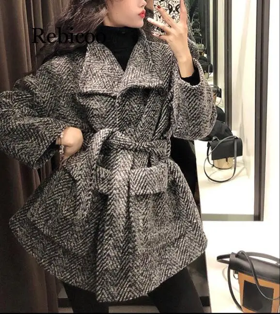 Rebicoo модное зимнее шерстяное пальто новое женское повседневное толстое