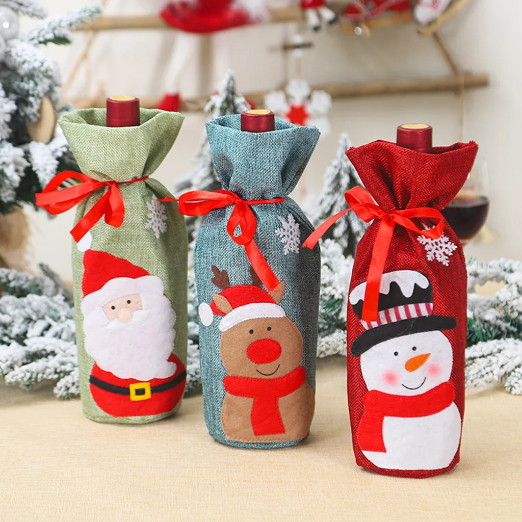 Сумки longchampagn Merry Christmas чехол для бутылки вина Санта Клауса лося снеговика