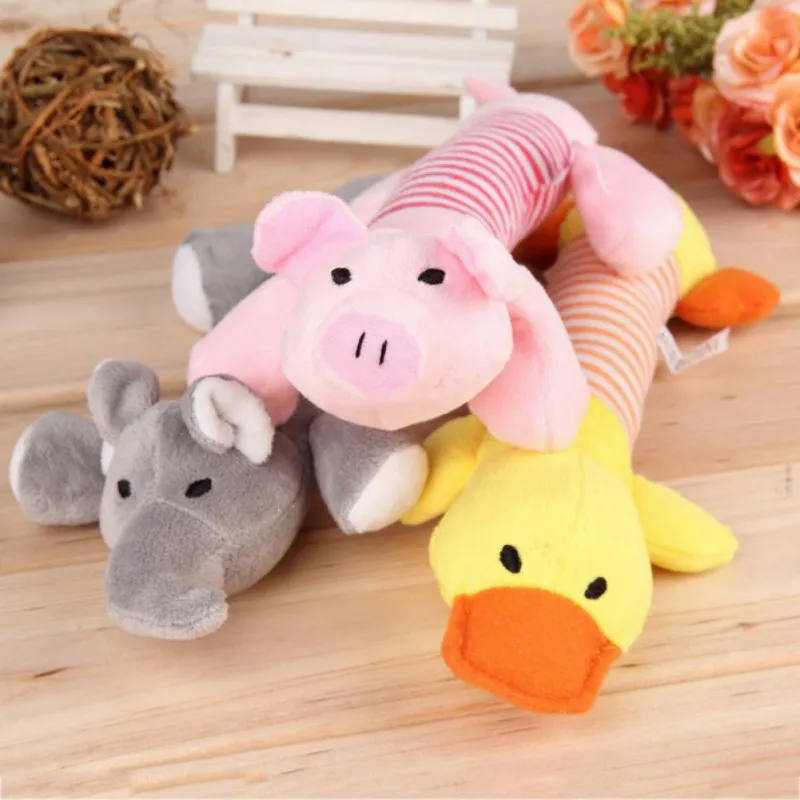 

Hot Cute Pet Dog Toys Striped Squeak Animals Sound Pet Plush Chew Interactive Toy Pet Supplies