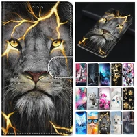 lion wolf tiger flip phone case for samsung galaxy a12 a32 a42 a52 a72 4g 5g s21 fe plus note 20 ultra cat dog kids wallet p08f