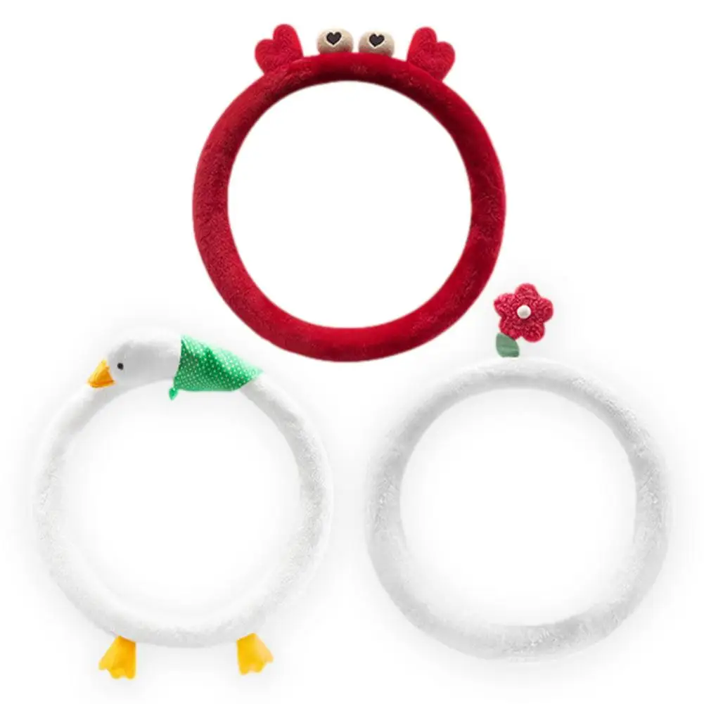 

Милый дневной Зимний теплый плюшевый чехол на руль, Универсальный 15-дюймовый мультяшный инновационный Автомобильный интерьер