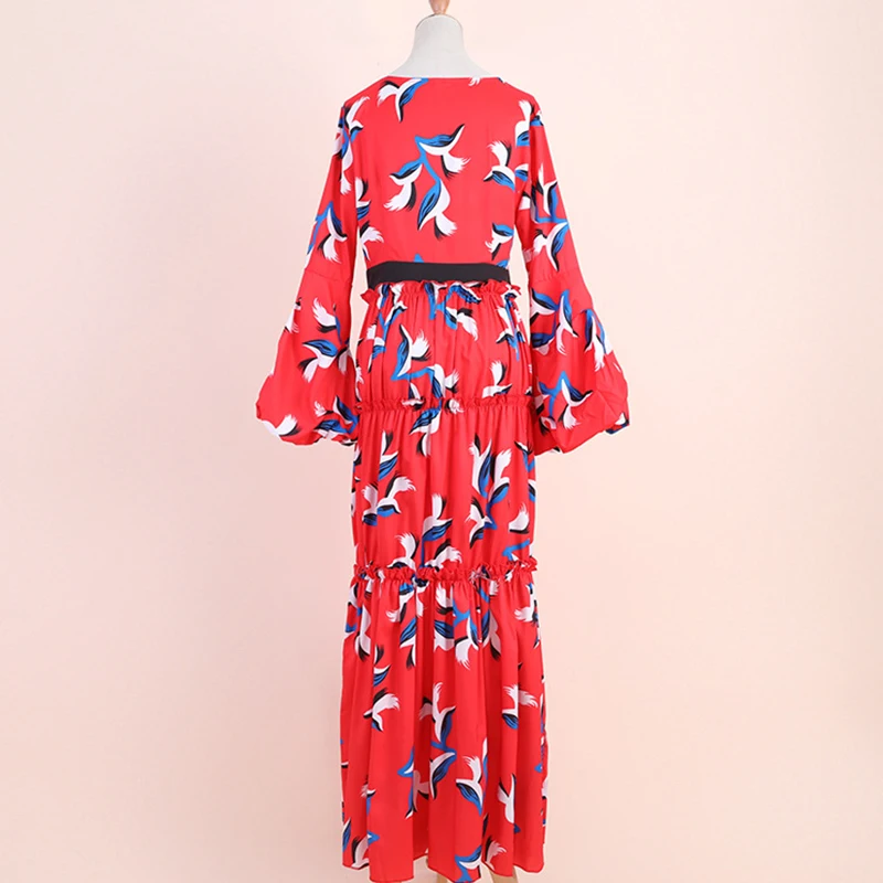 Женское плиссированное платье макси красное праздничное с длинным