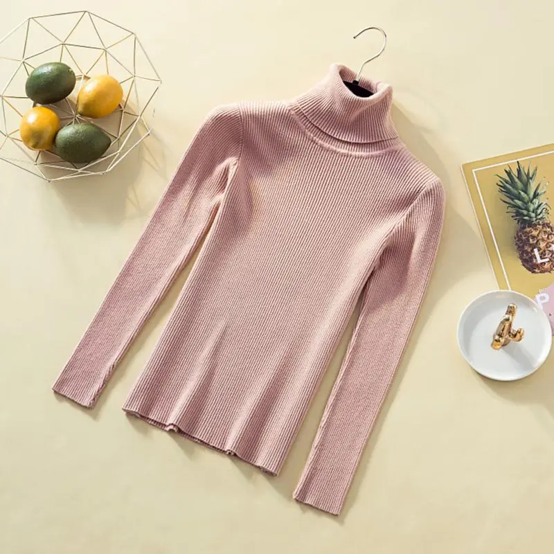 Gentillove Women Autumn Chic Solid Candy Color Basic Sweater Casual Long Sleeve Turtleneck Slim Knitted Korean Harajuku Pullover | Женская