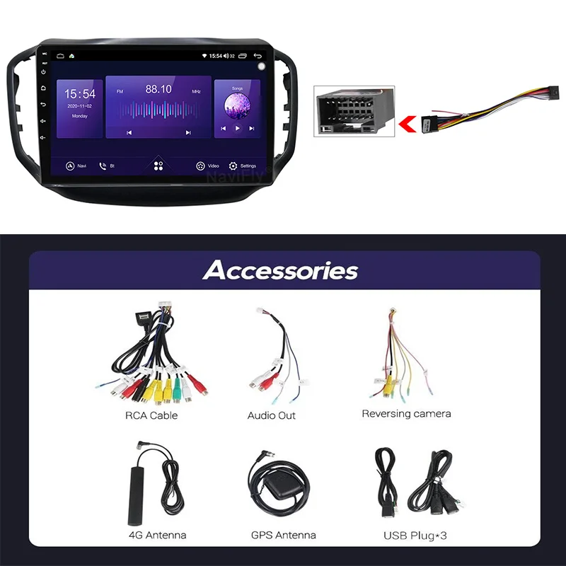 NaviFly 7862 QLED 1280*720 6 ГБ + 128 Гб DSP Android 10 автомобильный Радио мультимедийный плеер GPS