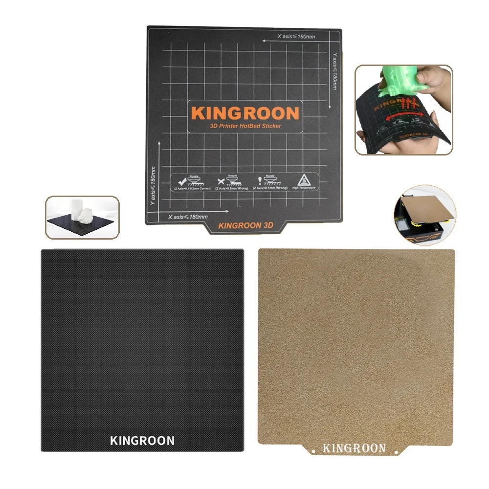 Kingroon 3D Принтер KP3S ТЕПЛОВОЙ ПРИСТРОЙ НА ПЛИТКУ Текстурированный лист PEI С магнитным основанием горячего стола Пружинная стальная пластина 180мм*180мм