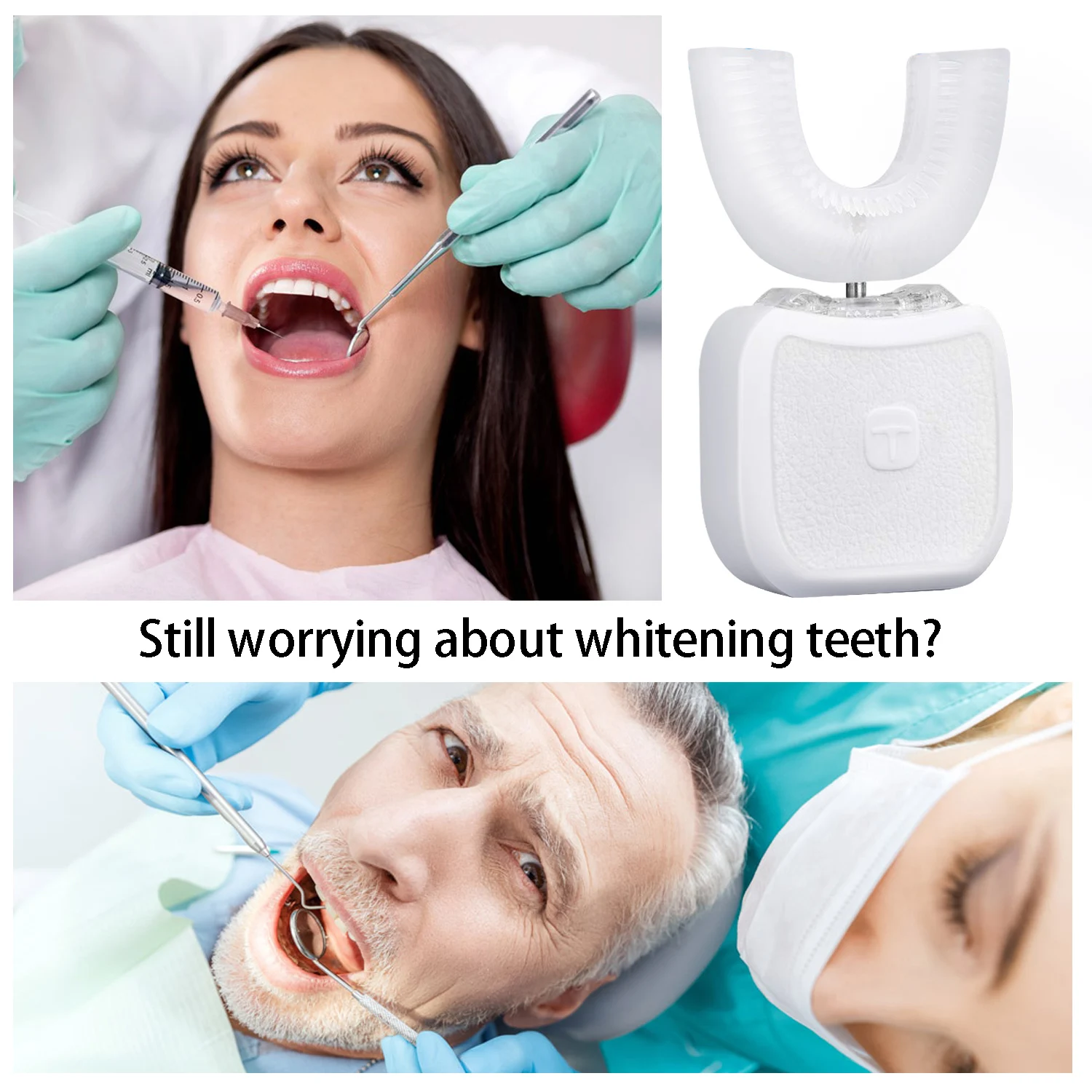 

360 Degress U Type Silicone Electric Toothbrush Smart Sonic Ultrasonic Tooth Brush For Adult Blue Light Teeth Brush Oral Tools