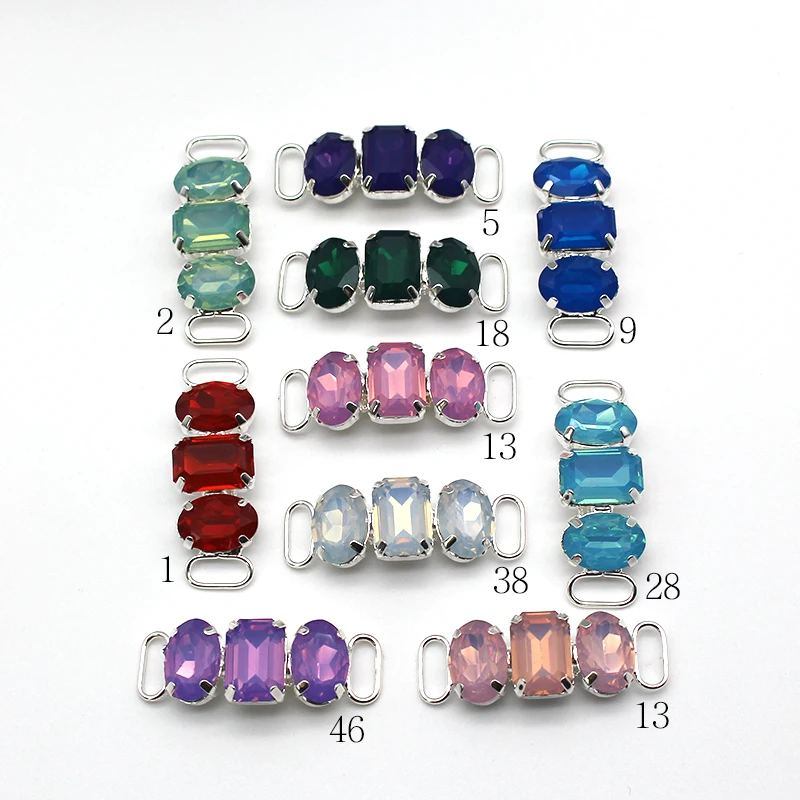 

YWXINXI 10Pcs New Metal Crystal Bikini Connector Buckle Resin Slipper Chain DIY Garment Sewing Accessories Decoration