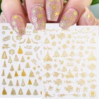 Зимние рождественские наклейки для дизайна ногтей Золотой Серебряный Красный 3D бронзирующий Рождественский лось Санта-Снежинка кролик мультяшный слайдер Дизайн Польский Декор