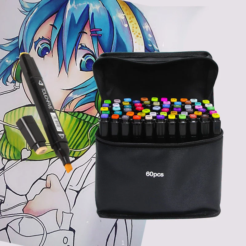 

Маркеры Touchfive 30/40/60/80 цветов для скетчинга, масляные чернила на спиртовой основе, ручка с двойной кистью для студентов-художников, товары для ...