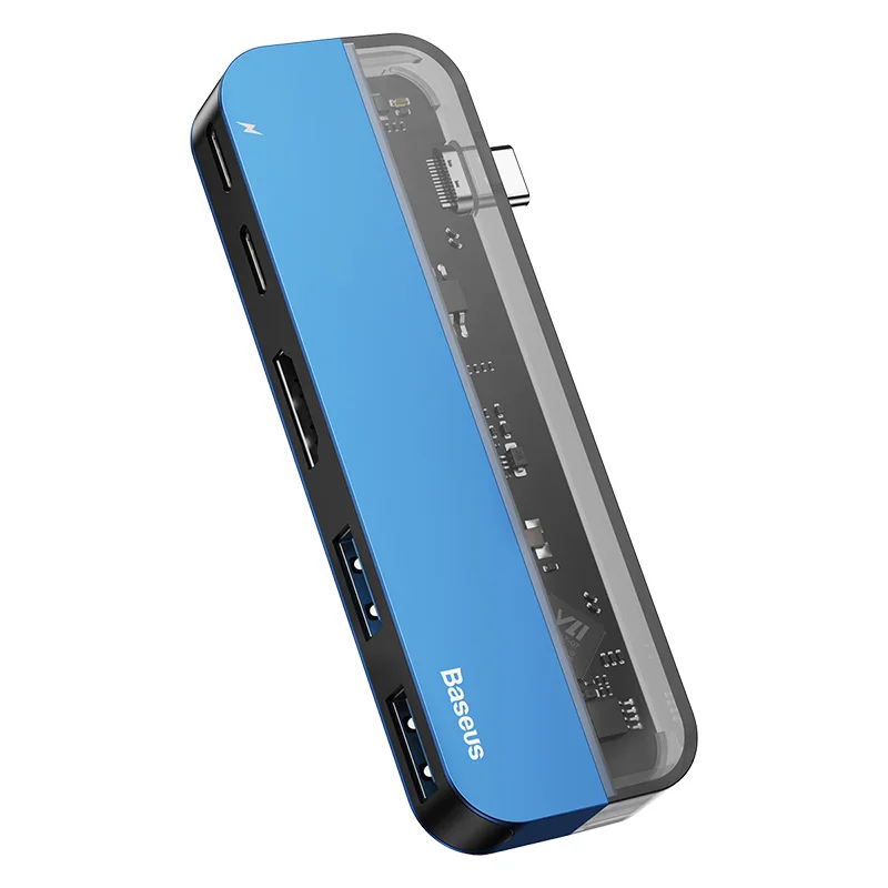 BASUES USB C HDMI кабель Тип C к HDMI концентратор адаптер USB-C HDMI конвертер тип-c Thunderbolt 3 док-станция для MacBook huawei mate 30 Pro - Цвет: Синий